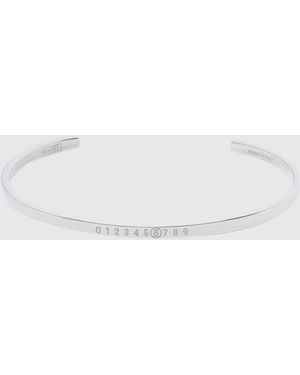 MM6 by Maison Margiela Brazalete Rígido De Latón Con Logo Numérico Grabado - Blanco