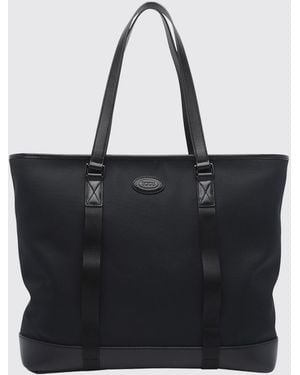 Tod's Mittelgroße Tote-Bag Aus Funktionsgewebe Mit Lederbesatz - Schwarz