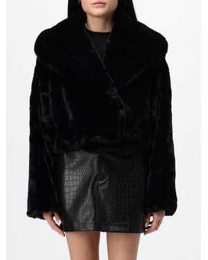 DISCLAIMER Cropped Double-Breasted Faux Fur Jacket With Sailor Collar - Black