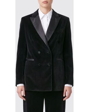 Circolo 1901 Double-Breasted Velvet Blazer With Covered Buttons - Black