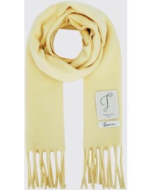 Jacquemus Colour-Block Wool-Blend Scarf With Fringes And Applied Logo - Metallic