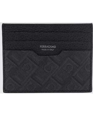 Ferragamo Flat Calfskin Card Holder With Gancini Logo Detail - White