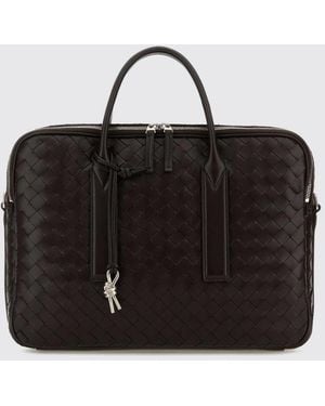 Bottega Veneta Getaway Aktentasche Aus Geflochtenem Kalbsleder Mit Knot-Anhänger - Schwarz