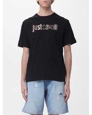Just Cavalli Cotton T-Shirt With Logo - Black