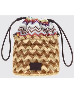 Missoni Zigzag Raffia And Cotton Bucket Bag - Multicolor