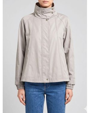 Herno Short Water-Repellent Cotton Windbreaker Jacket With High Neck - Blue