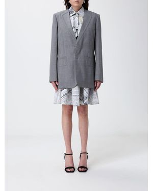 Moschino Single-Breasted Wool Blend Blazer - Gray