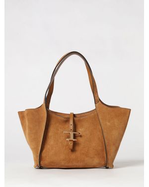 Tod's T Timeless Schultertasche Aus Velourskalbsleder Mit Reißverschluss - Braun