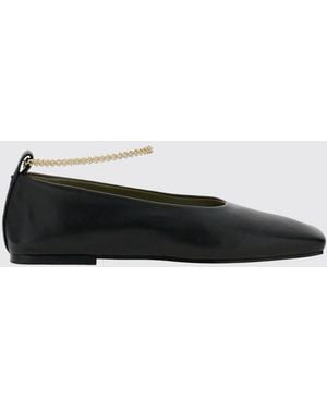 MARIA LUCA Augusta Lambskin Ballet Flats With Square Toe And Metal Mesh - Black