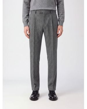 Lardini Prince Of Wales Pleated Sartorial Pants - Gray
