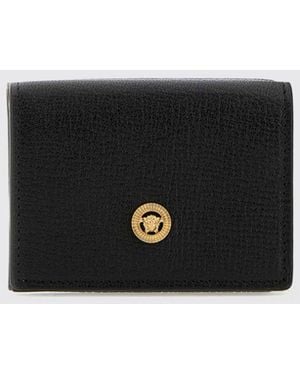 Versace Medusa Biggie Grained Leather Wallet - White
