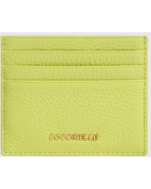 Coccinelle Metallic Grained Leather Card Holder - Yellow