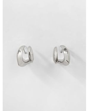 Panconesi Asymmetrischer Hängeohrring Aus Metall Mit Graviertem Logo - Mettallic