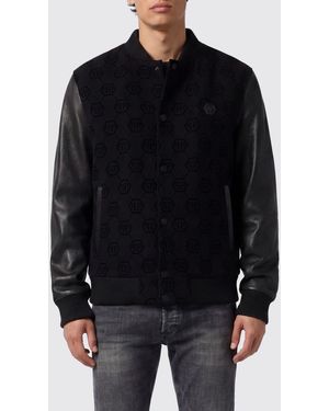 Philipp Plein Varsity Monogram Bomber Jacket - Black
