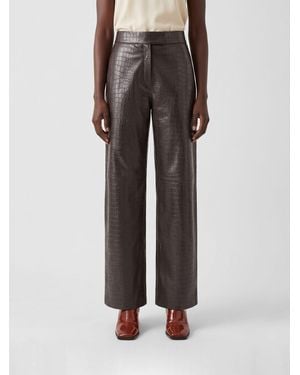 FEDERICA TOSI High-Waisted Croco-Effect Leather Tapered Trousers - Brown