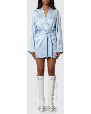 Balenciaga Washed Crayon Silk Robe Dress - Blue
