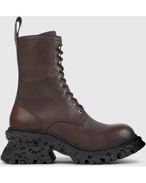 CAMPERLAB Terroso Aged-Effect Leather Combat Boots With A Side Zip - Brown