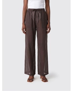 FEDERICA TOSI High-Waisted Straight-Leg Cotton Trousers With Drawstring - Brown