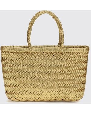 Dragon Diffusion Gora Woven Leather Handbag With Double Handle - Metallic