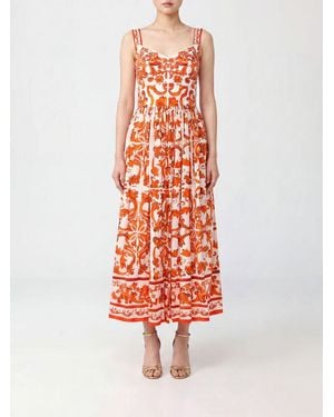 Dolce & Gabbana Dolce &Amp Gabbana Majolica-Print Off-The-Shoulder Cotton Midi Dress - White