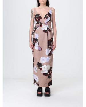 Antonio Marras Floral Print Cotton Long Dress - White