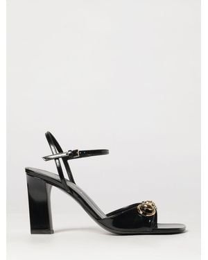 Gucci Signora Sandalen Aus Gebürstetem Leder Mit Horsebit-Detail Und Hohem Absatz - Weiß