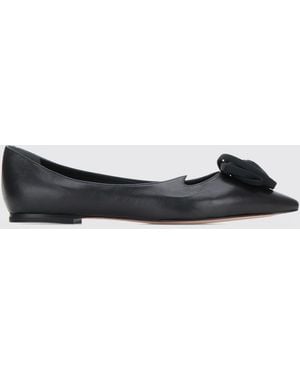Roger Vivier Rose Smooth Leather Ballet Flats With Floral Appliqué - Black