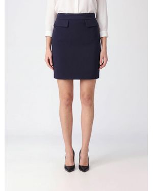 Elisabetta Franchi High-Waisted Crêpe Pencil Mini Skirt With Flap Pockets - Blue