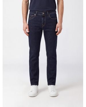 Jacob Cohen Jean Droit En Denim De Coton Taille Mi-Haute - Bleu
