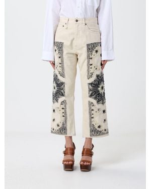 R13 Jeans Cropped Fit De Denim Con Bordados - Blanco