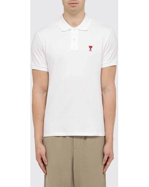 Ami Paris Slim-Fit-Polohemd Aus Bio-Baumwolle Mit Gesticktem Logo Auf Der Brust - Weiß