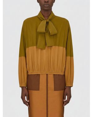Saint Laurent Cassandre Color-Block Blouse - Green
