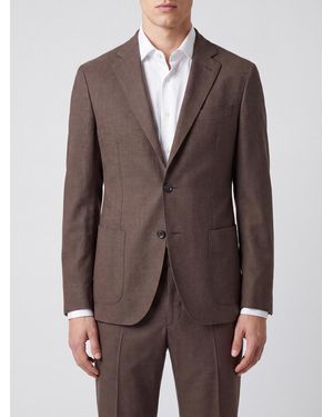 Herno Elegant Single-Breasted Linen Blazer With Notch Lapels And Patch Pockets - Brown
