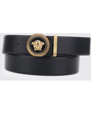 Versace Medusa Biggie Ledergürtel Mit Logo-Plakette - Weiß