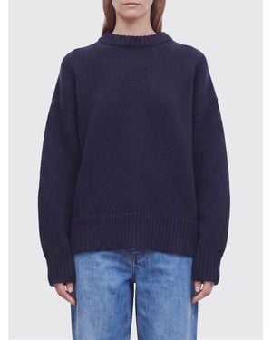 The Row Wool Blend Crew-Neck Pullover - Blue