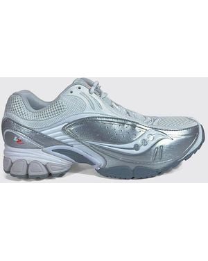 Saucony Progrid V2 Low-Top-Sneaker Aus Silberfarbenem Mesh Und Stoff - Blau