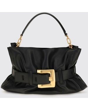 Balmain Anthem Medium Ruched Leather Bag - Black
