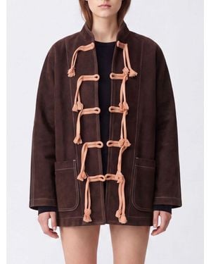 Uma Wang Short Wool Jacket With High Neck And Toggle Closure - Red
