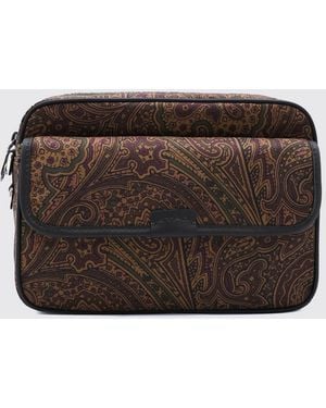 Etro Bolso Bandolera Arnica De Nailon Con Estampado Paisley Y Logo Pegaso - Marrón