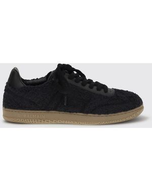 Balmain Swan Sneakers Aus Flauschigem Wildleder - Schwarz