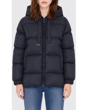 Max Mara Plumífero Corto De Nailon Técnico Acolchado Con Capucha - Azul