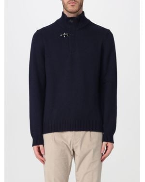 Fay Wool Long-Sleeved Turtleneck With Iconic Toggle Fastening - Blue