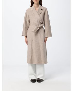 Max Mara Langer Bademantel-Wollmantel Ludmilla Aus Kaschmir Mit Gürtel - Weiß