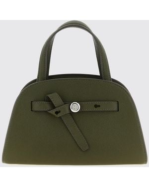 Tory Burch Romy Small Grained Leather Handbag With Double T Logo - Green