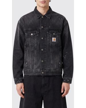 Carhartt Helston All-Over Abstract Print Denim Jacket With Logo Patch - Black