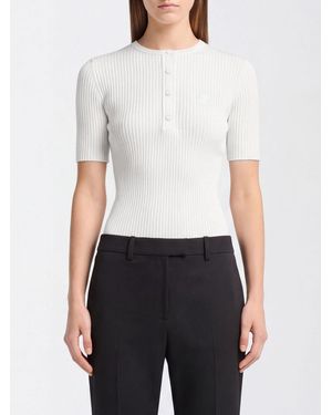 Courreges Courr&Egrave	Ges Slim Fit Short-Sleeved Knit Top With A Buttoned Neckline - White