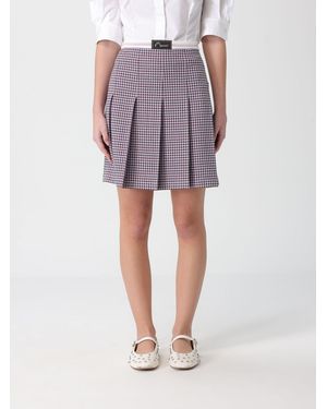 Marni Pleated Viscose Blend Skirt With Logo - Purple