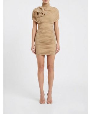 Magda Butrym Draped Cape Effect Midi Dress - Natural