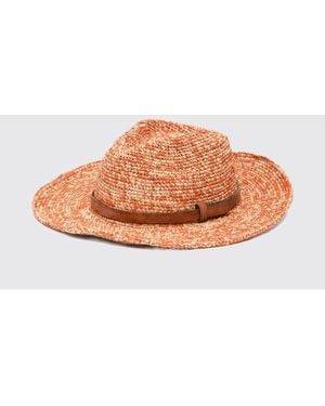 IBELIV Sombrero Ento De Rafia De Ganchillo - Naranja