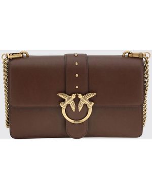Pinko Love One Classic Leather Bag - Brown